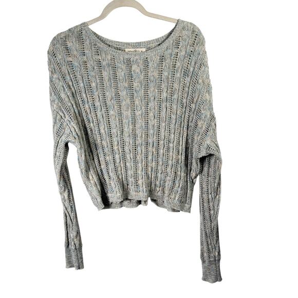 NATURAL LIFE Sweaters - Natural Life Chunky Open Knit Sweater Blue Metallic Yarn Capsole Womens Medium